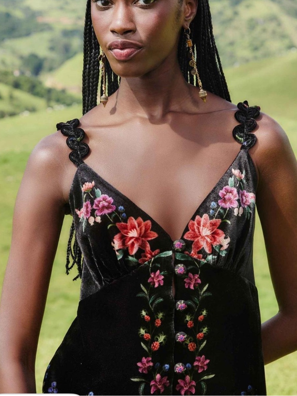 Farm RioBlack Velvet Floral top